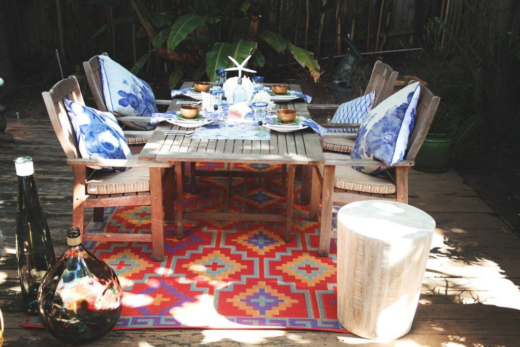 Fab Plastic Picnic Beach Mat Indoor Outdoor Rug Lhasa Orange And VioletPLRLHORNG120179Rugtastic