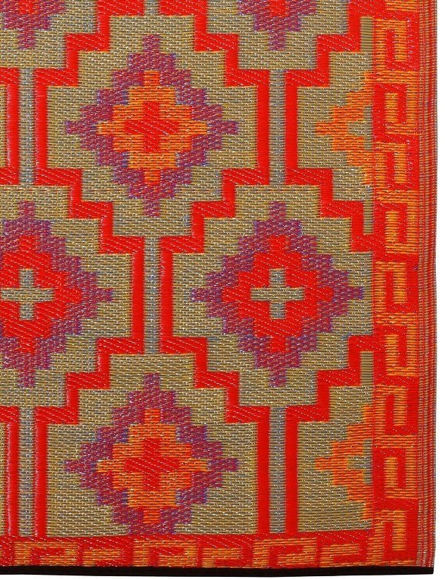 Fab Plastic Picnic Beach Mat Indoor Outdoor Rug Lhasa Orange And VioletPLRLHORNG120179Rugtastic