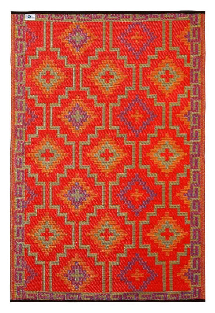 Fab Plastic Picnic Beach Mat Indoor Outdoor Rug Lhasa Orange And VioletPLRLHORNG120179Rugtastic