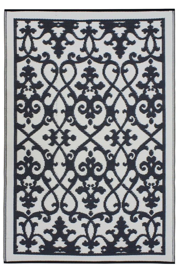 Fab Plastic Picnic Beach Mat Indoor Outdoor Rug Murano BlackPLRMURBLK120179Rugtastic