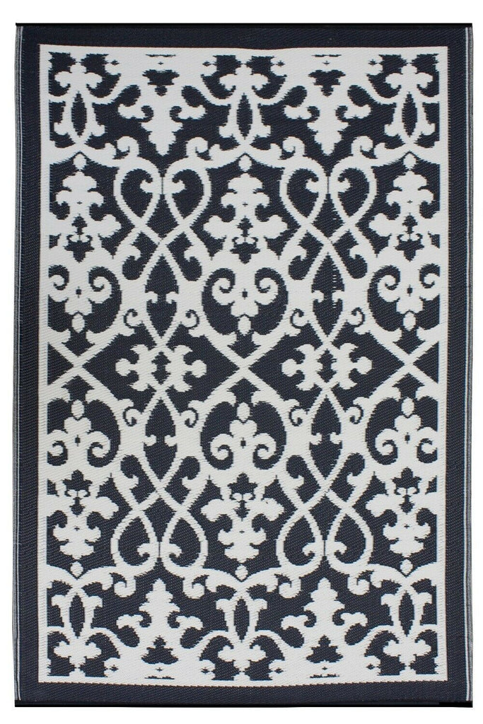 Fab Plastic Picnic Beach Mat Indoor Outdoor Rug Murano BlackPLRMURBLK120179Rugtastic