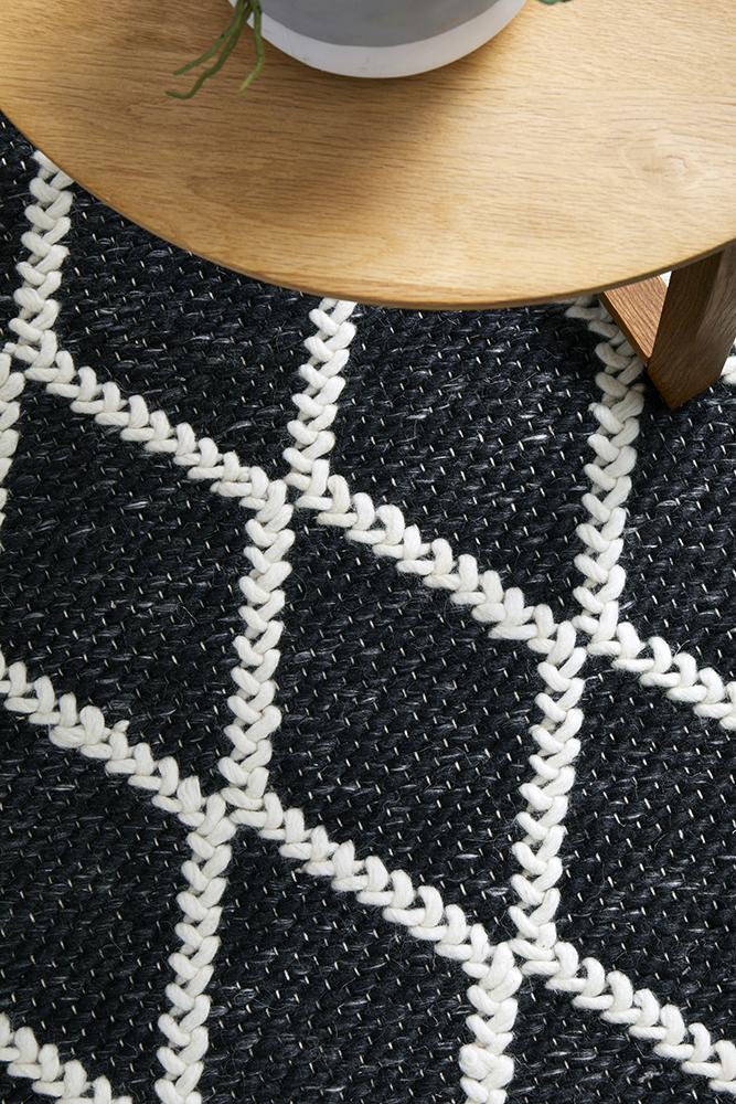 Huxley Black Wool RugHUX-BLACK-225X155Rugtastic
