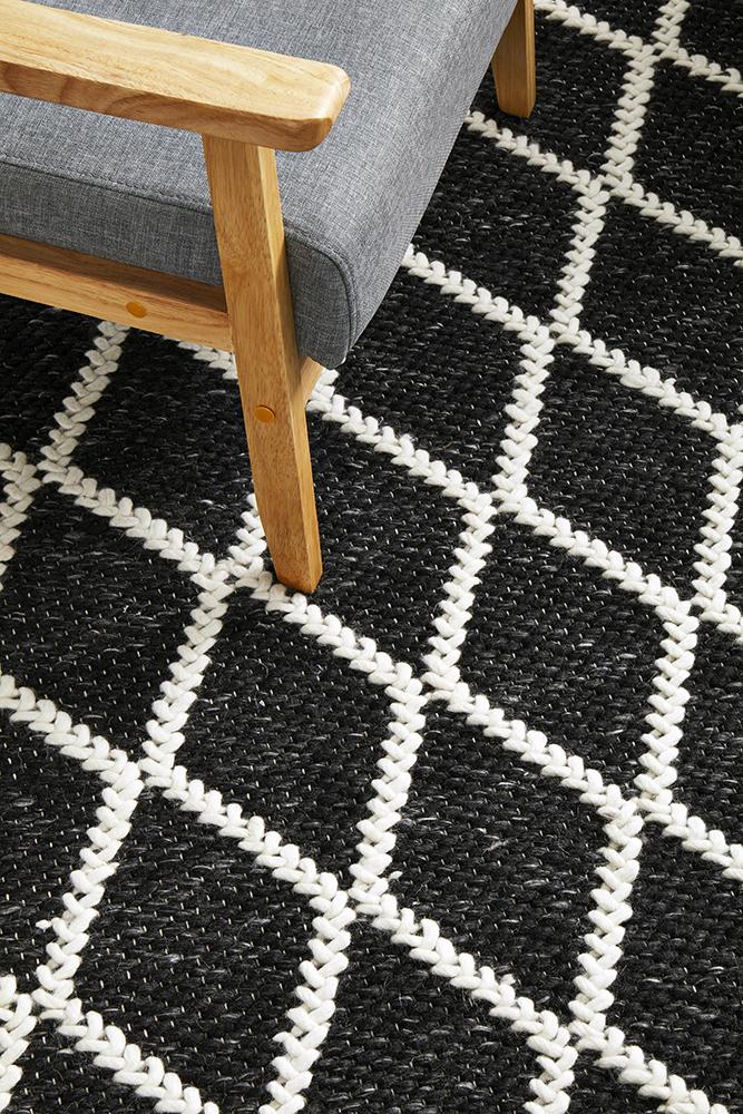 Huxley Black Wool RugHUX-BLACK-225X155Rugtastic