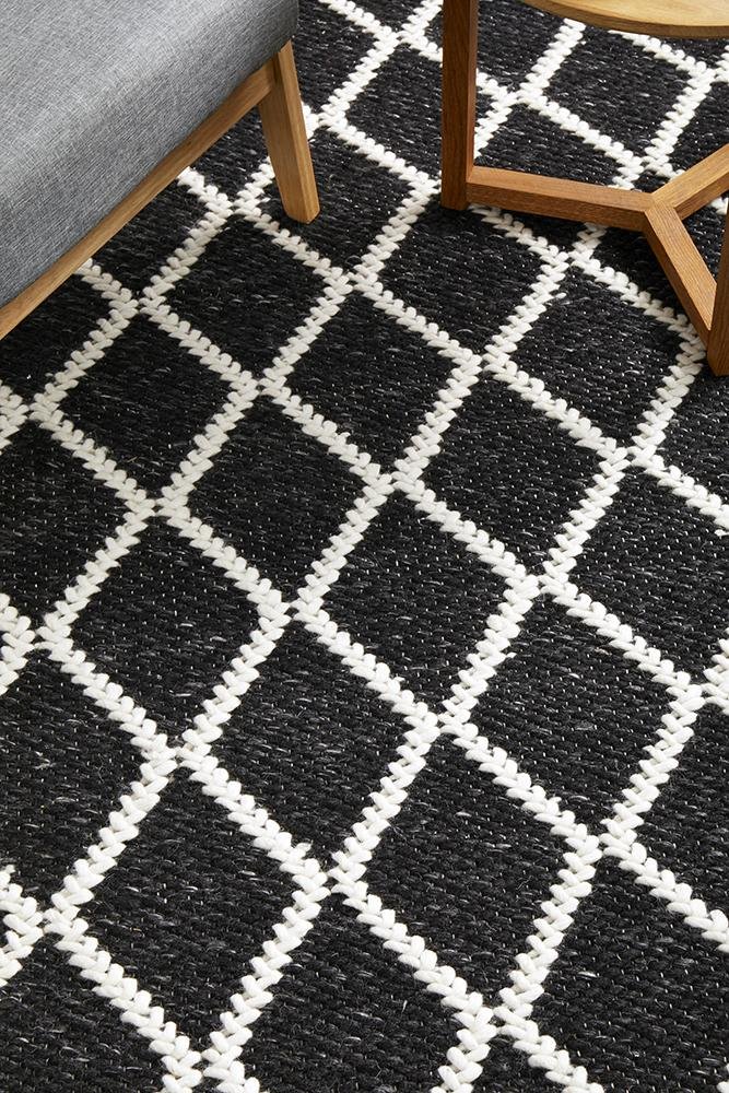 Huxley Black Wool RugHUX-BLACK-225X155Rugtastic