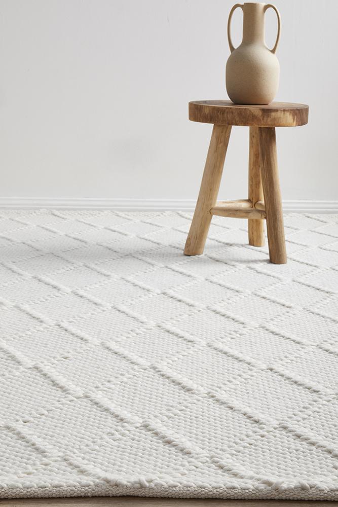 Huxley White Wool RugHUX-WHITE-225X155Rugtastic