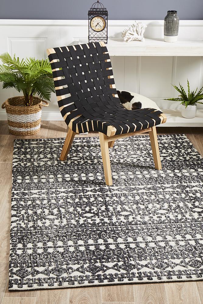 Levi Yasmin Ivory Black RugLEV-363-IVO-225X155Rugtastic