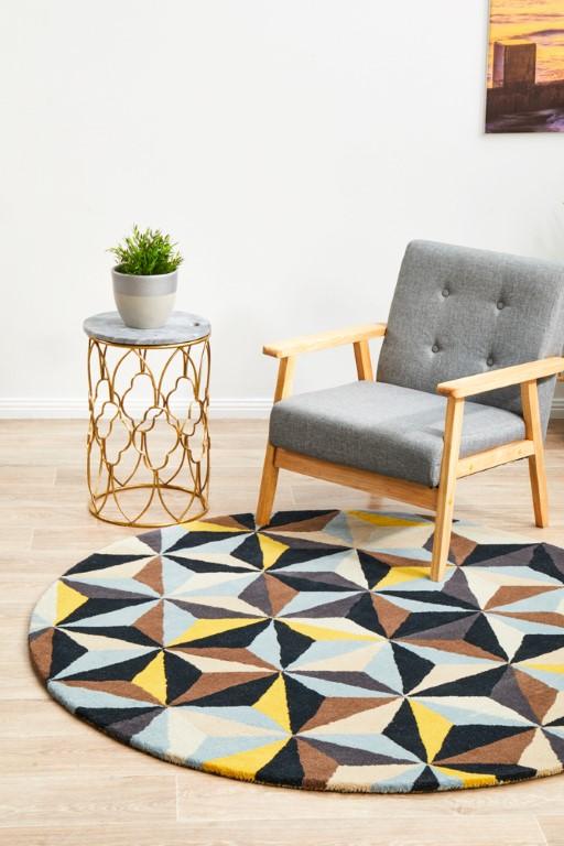 Matrix 900 Blue Round Modern RugMTX-900-BLU-120X120Rugtastic