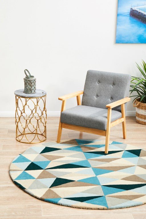 Matrix 901 Turquoise Round Modern RugMTX-901-TUR-120X120Rugtastic