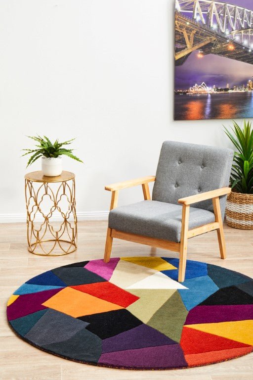 Matrix 906 Crayon Multi Round Modern RugMTX-906-CRA-120X120Rugtastic