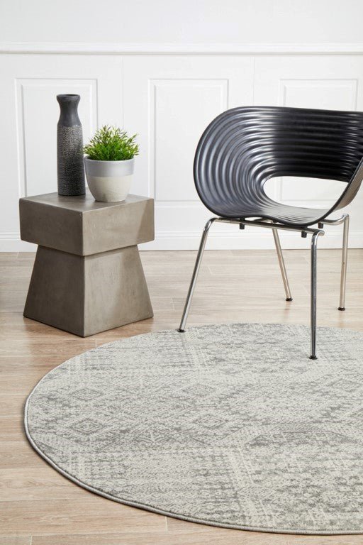 Mirage 351 Silver Grey Round RugMIR-351-SIL-150X150Rugtastic