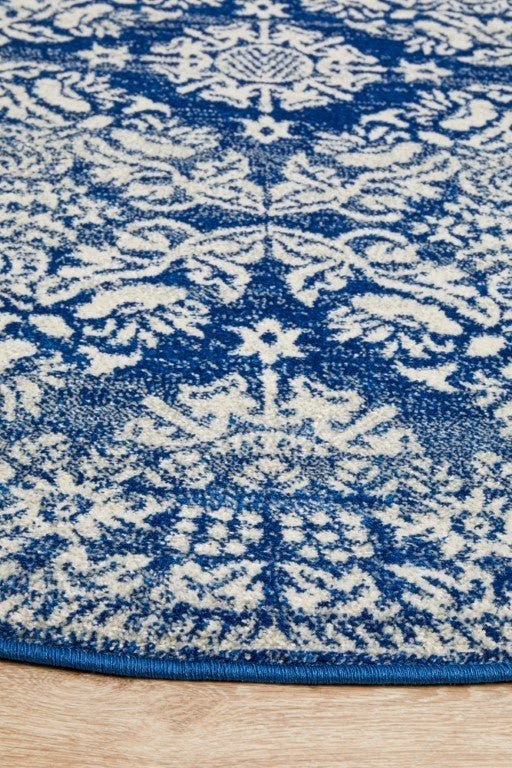 Mirage 358 Navy Blue Round RugMIR-358-NAV-150X150Rugtastic