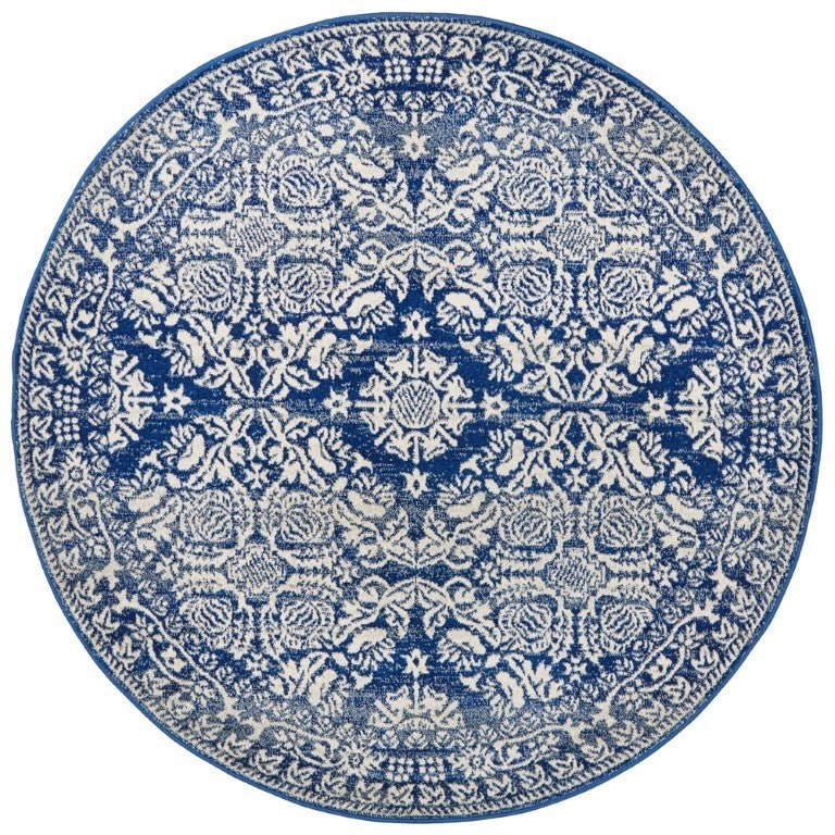 Mirage 358 Navy Blue Round RugMIR-358-NAV-150X150Rugtastic