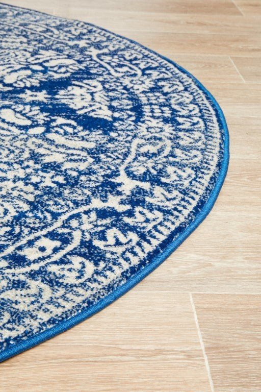 Mirage 358 Navy Blue Round RugMIR-358-NAV-150X150Rugtastic