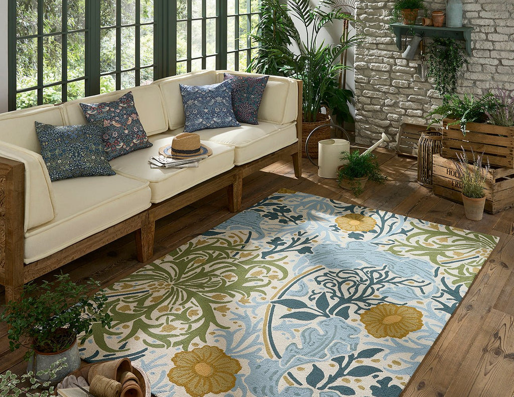 Morris & Co Seaweed River Wandle Indoor Outdoor 427008BC-MOR-427008-200X140Rugtastic