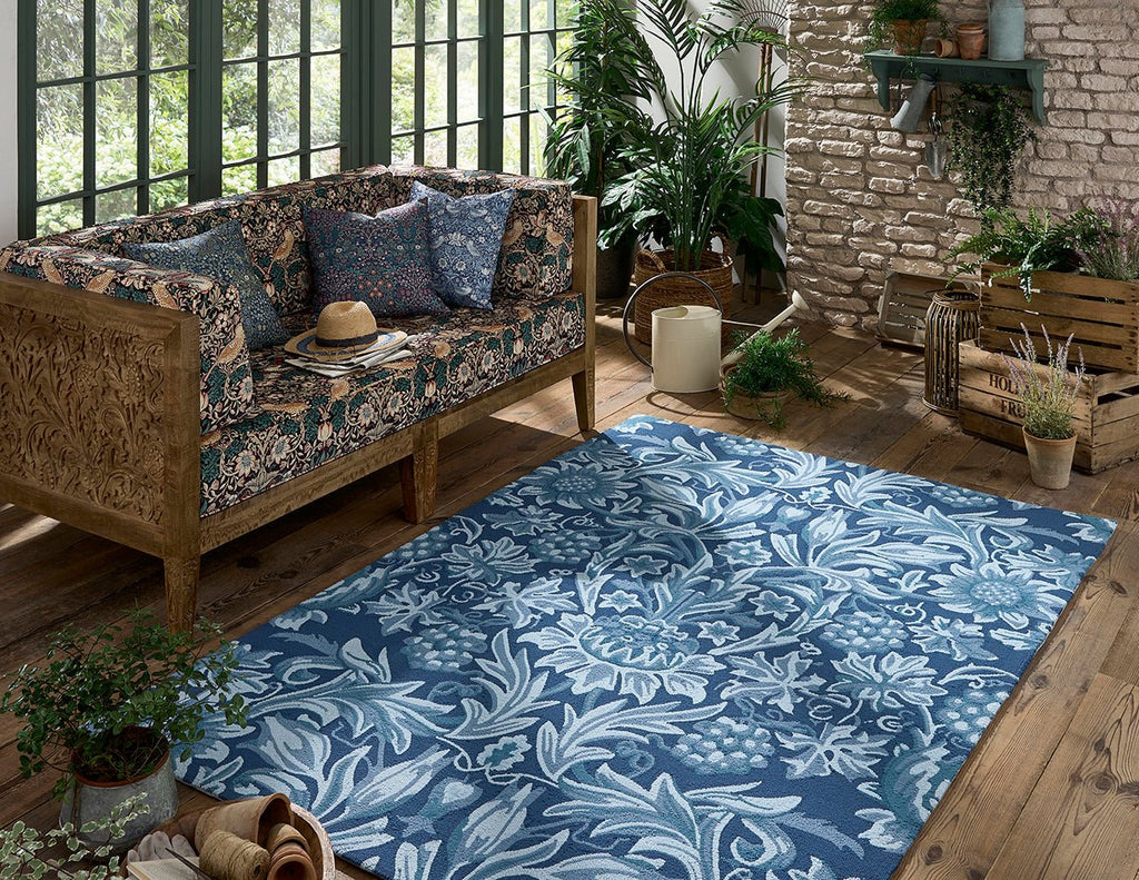 Morris & Co Sunflower Webbs Blue Indoor Outdoor 427907BC-MOR-427907-200X140Rugtastic