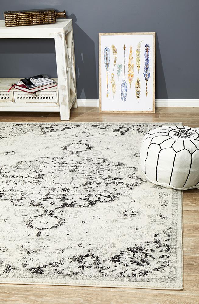 Museum 860 Transitional Charcoal Grey Cream RugMUS-860-CHAR-230X160Rugtastic