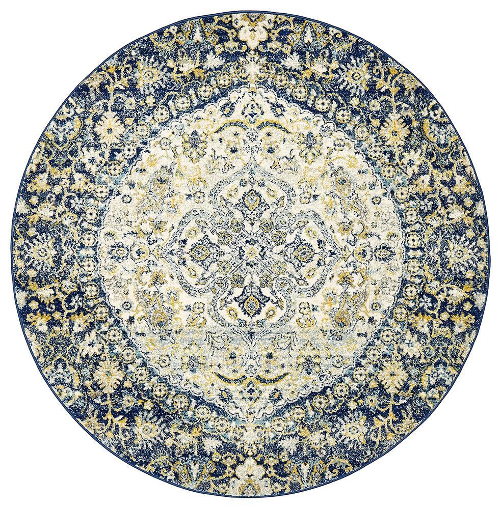 Museum 867 Ruthy Navy Round RugMUS - 867 - NAVY - 150X150Rugtastic