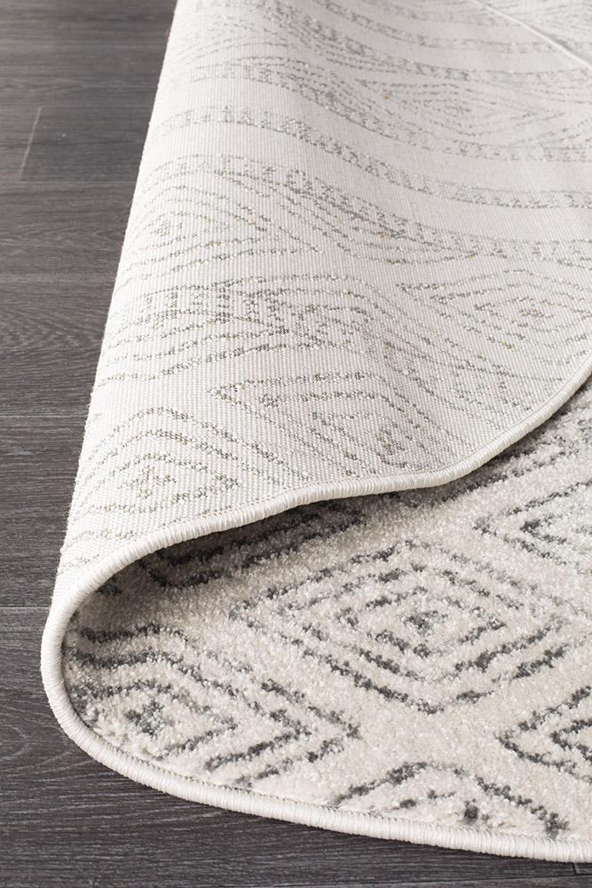 Oasis Cream And Grey Tribal Round RugOAS-450-GRY-150X150Rugtastic