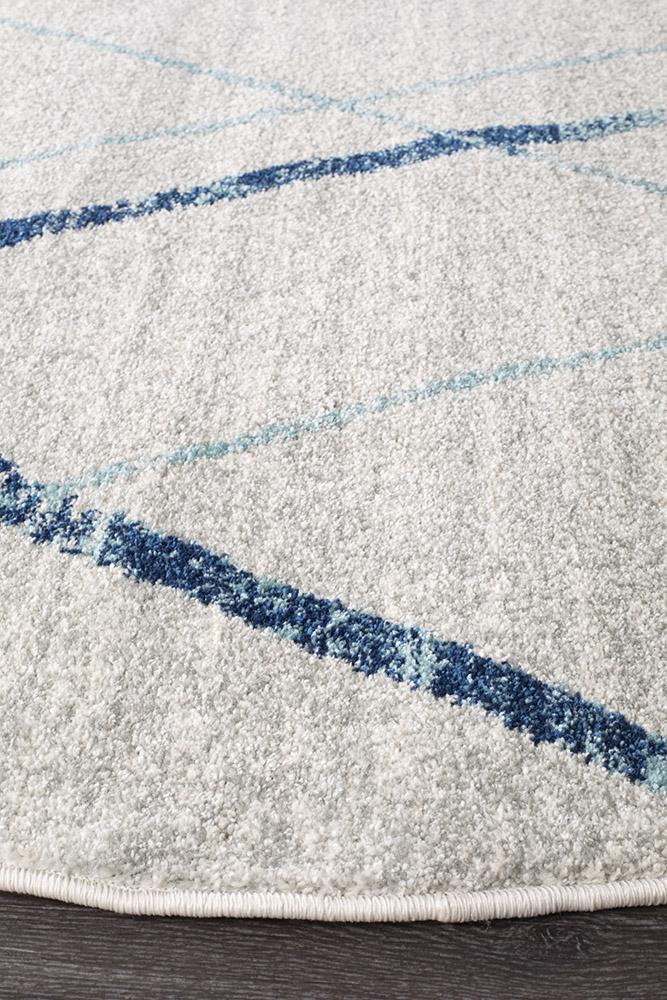 Oasis Cream Blue Contemporary Round RugOAS-452-BLUE-150X150Rugtastic
