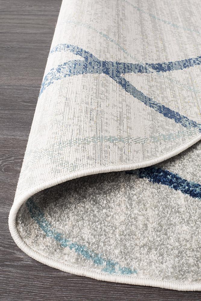 Oasis Cream Blue Contemporary Round RugOAS-452-BLUE-150X150Rugtastic