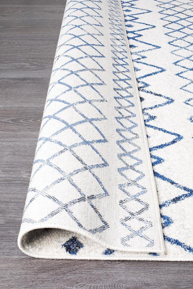 Oasis White Blue Rustic Tribal Rug - Buy Rugs Online | Melbourne ...