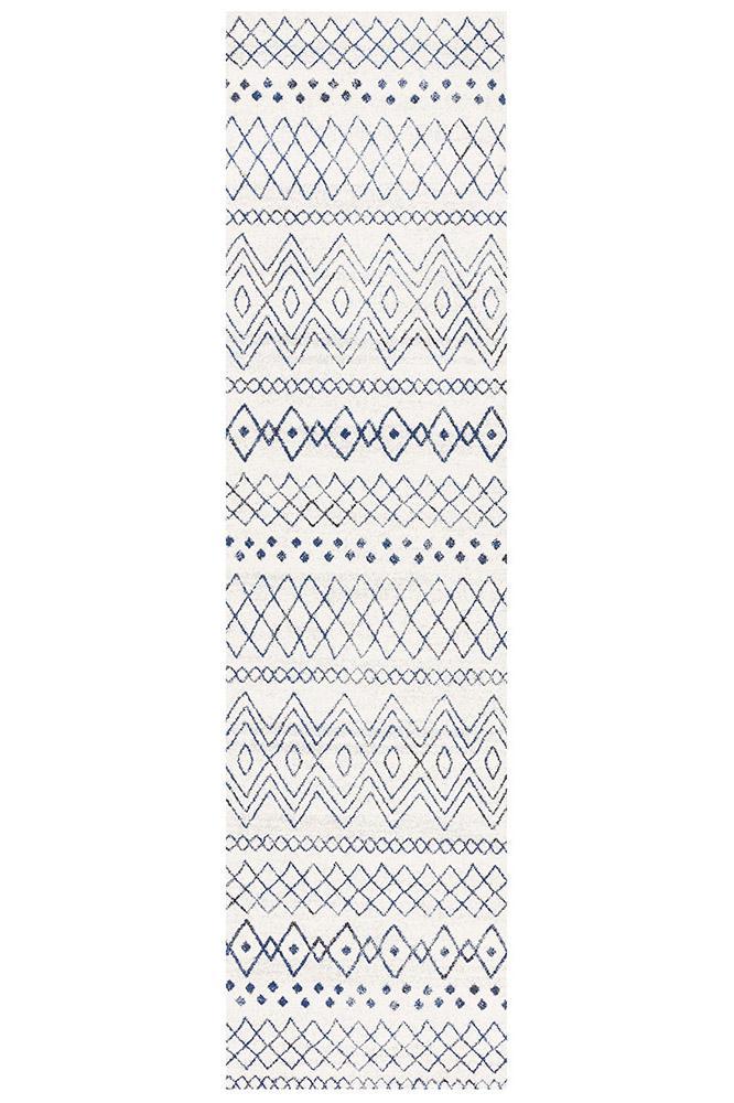 Oasis White Blue Rustic Tribal RugOAS-453-WBLU-230X160Rugtastic