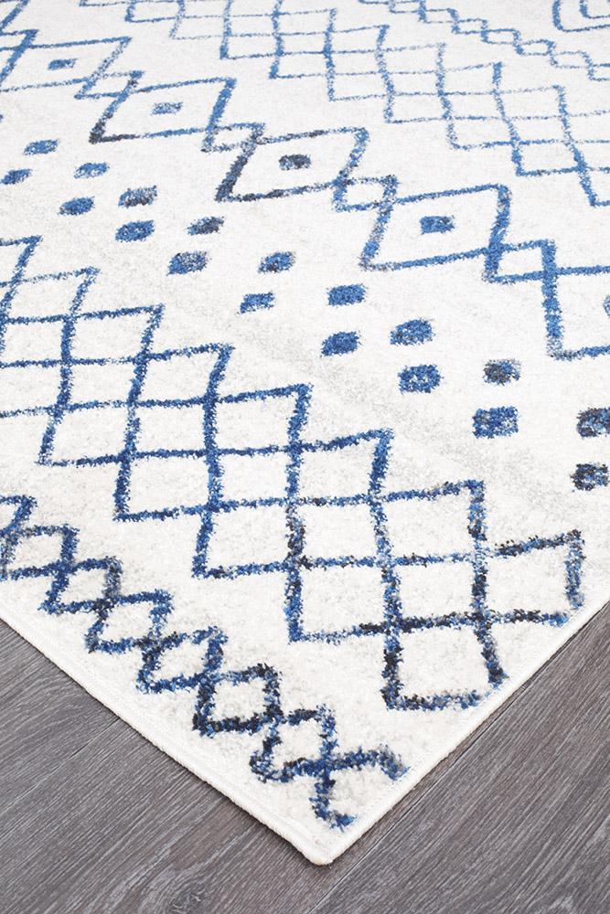 Oasis White Blue Rustic Tribal RugOAS-453-WBLU-230X160Rugtastic