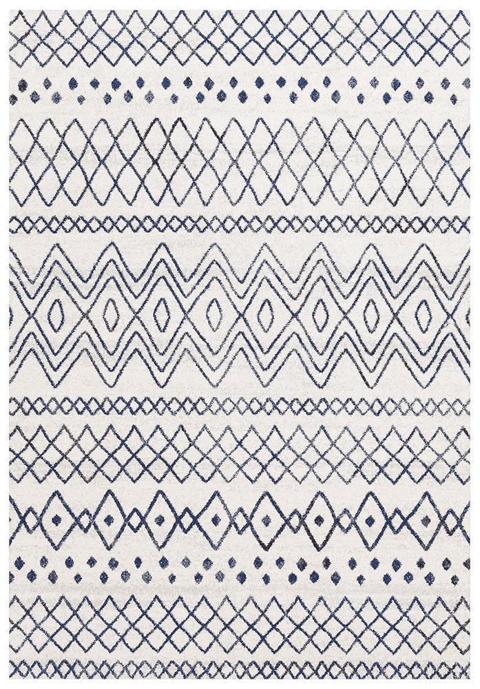 Oasis White Blue Rustic Tribal RugOAS-453-WBLU-230X160Rugtastic