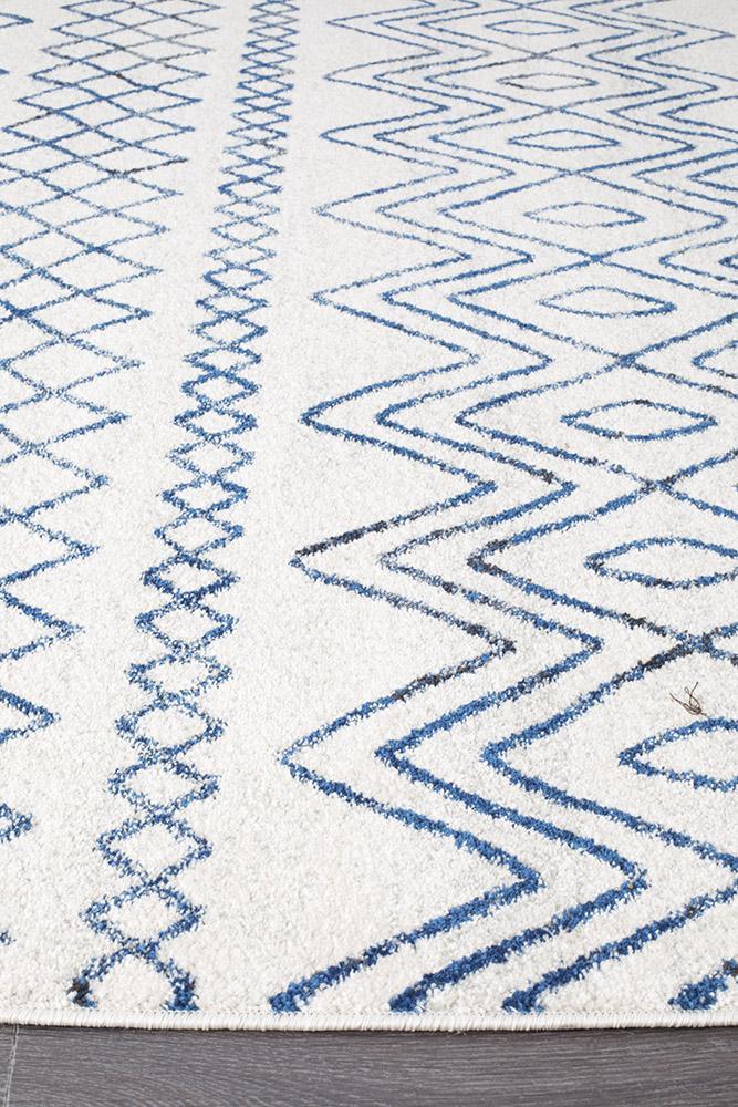 Oasis White Blue Rustic Tribal RugOAS-453-WBLU-230X160Rugtastic