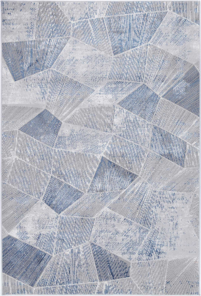 Paulina Grey Blue Tiled Geometric RugPORT12017Rugtastic