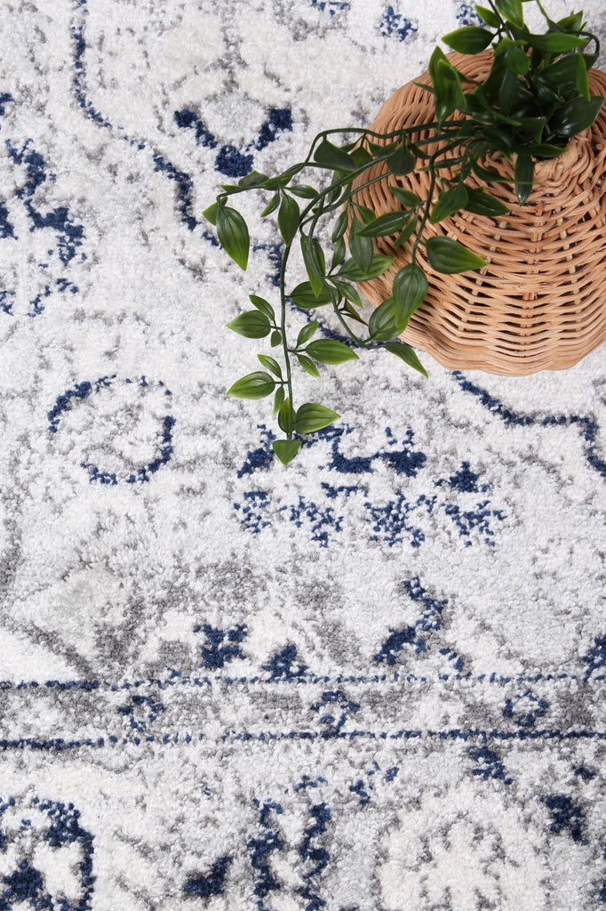Pravda Cream Navy Floral RugPROV16023Rugtastic