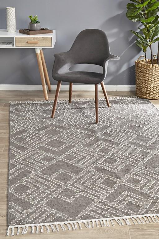 Miller 739 Grey Beige Wool Flatweave RugMIL-739-GRY-225X155Rugtastic