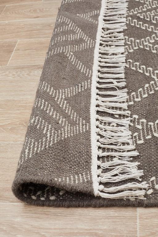 Miller 739 Grey Beige Wool Flatweave RugMIL-739-GRY-225X155Rugtastic
