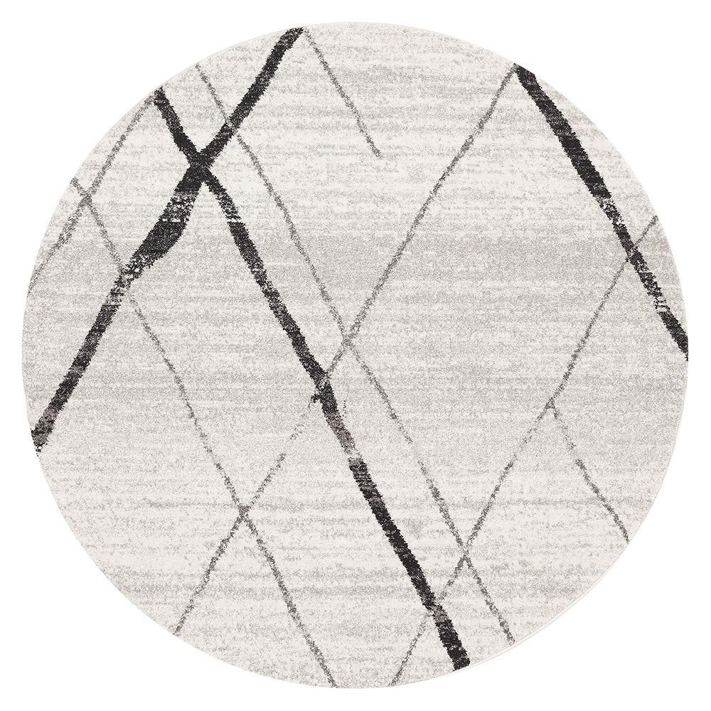 Rugs - Oakley White Grey Contemporary Round Rug