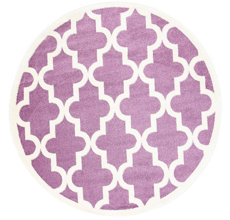 Rugs - Pica Round Lattice Pattern Purple White 20518655