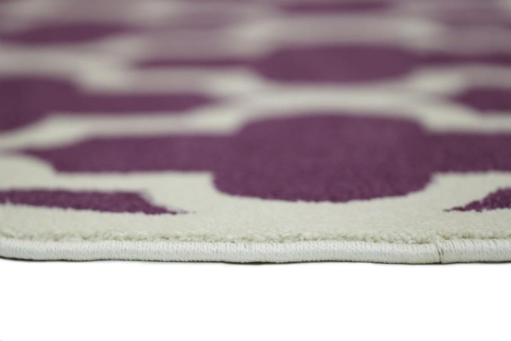 Rugs - Pica Round Lattice Pattern Purple White 20518655