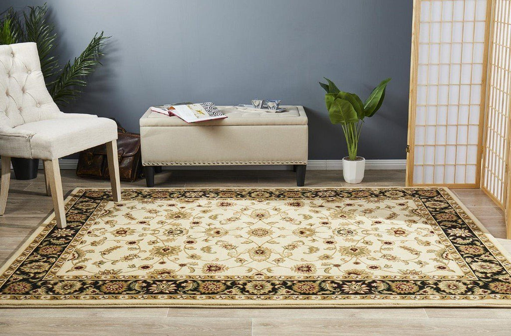 Sydney 1 Ivory Black Persian RugSYD-1-IB-150X80Rugtastic