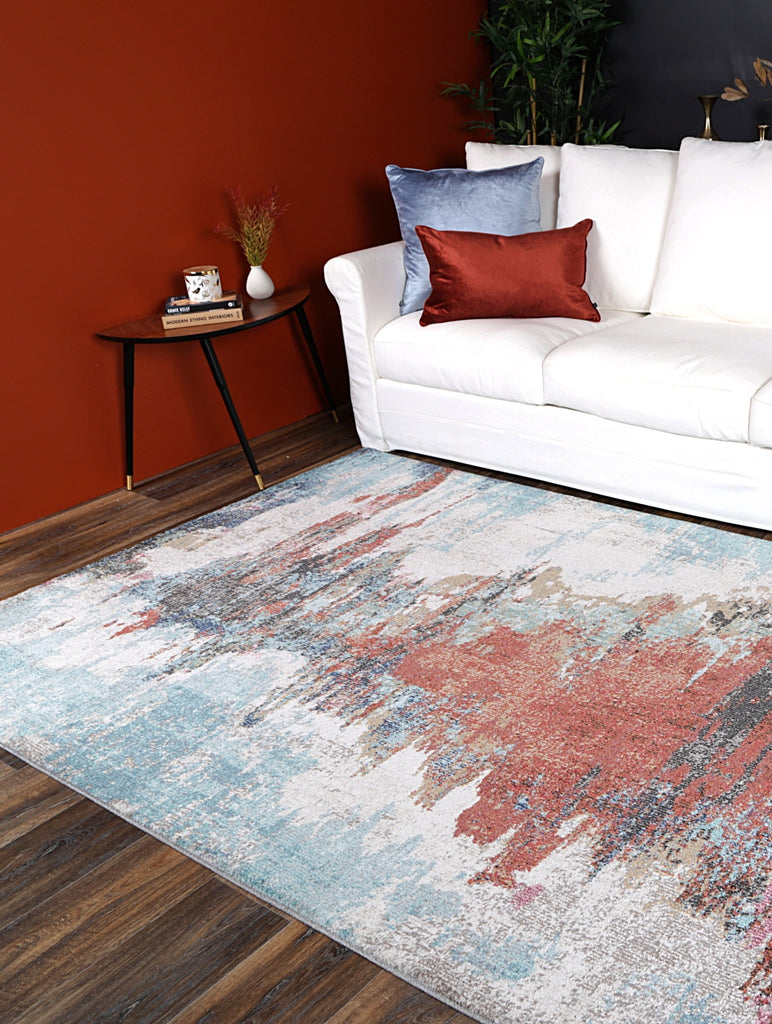 Saliba Jorge Blue & Terracotta Abstract RugSALS16010Rugtastic