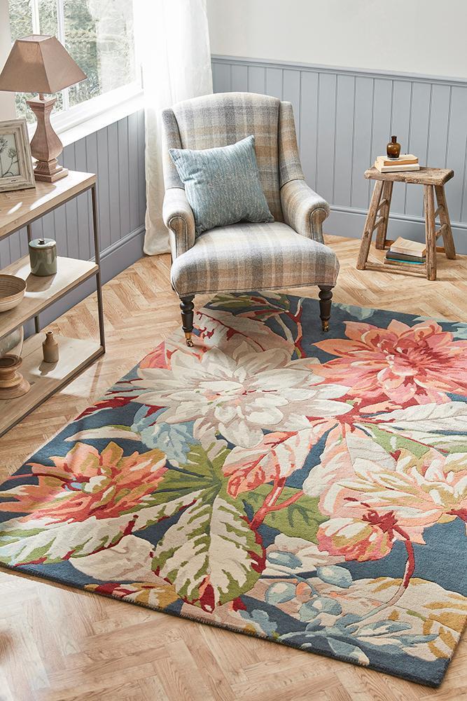 Sanderson Dahlia & Rosehip Teal 050608BC-SAN-050608-200X140Rugtastic