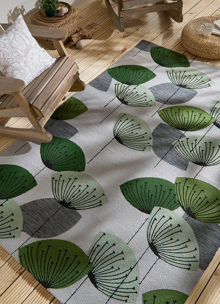 Sanderson Dandelion Clocks Botanical Green Indoor Outdoor 445807BC-SAN-445807-200X140Rugtastic