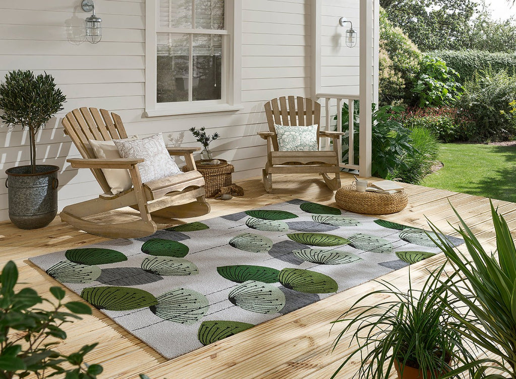 Sanderson Dandelion Clocks Botanical Green Indoor Outdoor 445807BC-SAN-445807-200X140Rugtastic
