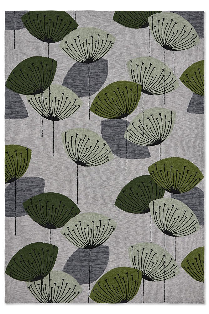Sanderson Dandelion Clocks Botanical Green Indoor Outdoor 445807BC-SAN-445807-200X140Rugtastic
