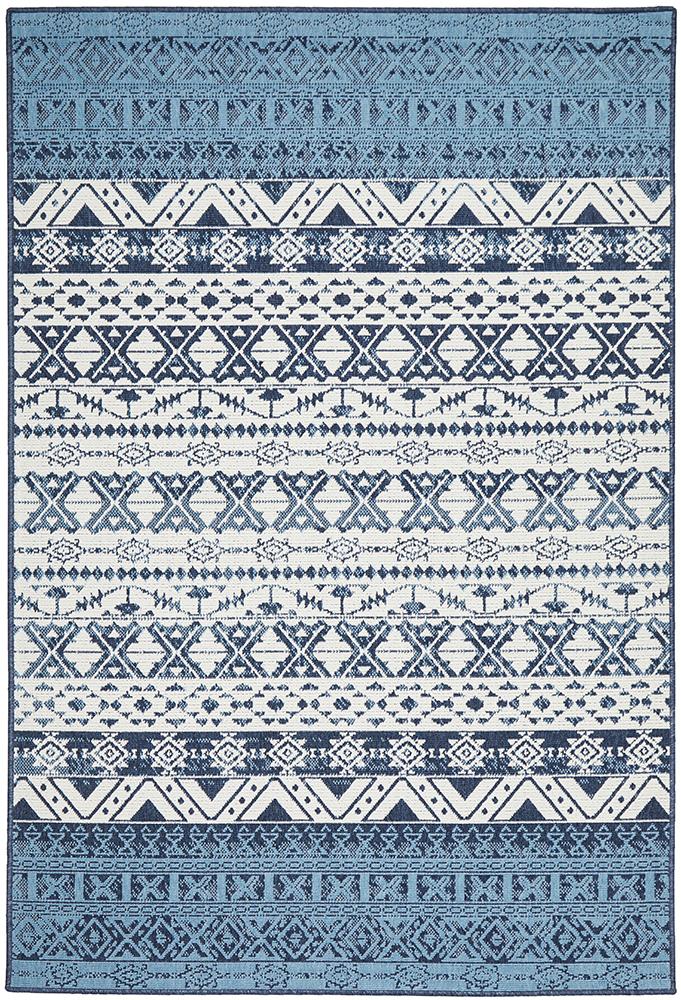 Seaside 3 White Blue Outdor RugSSD-3333-WHBL-160X110Rugtastic