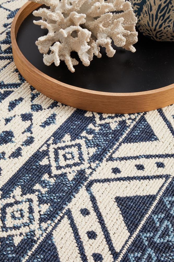 Seaside 3 White Blue Outdor RugSSD-3333-WHBL-160X110Rugtastic