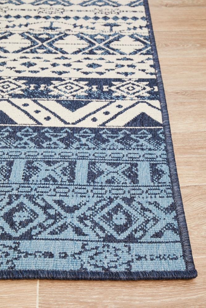 Seaside 3 White Blue Outdor RugSSD-3333-WHBL-160X110Rugtastic
