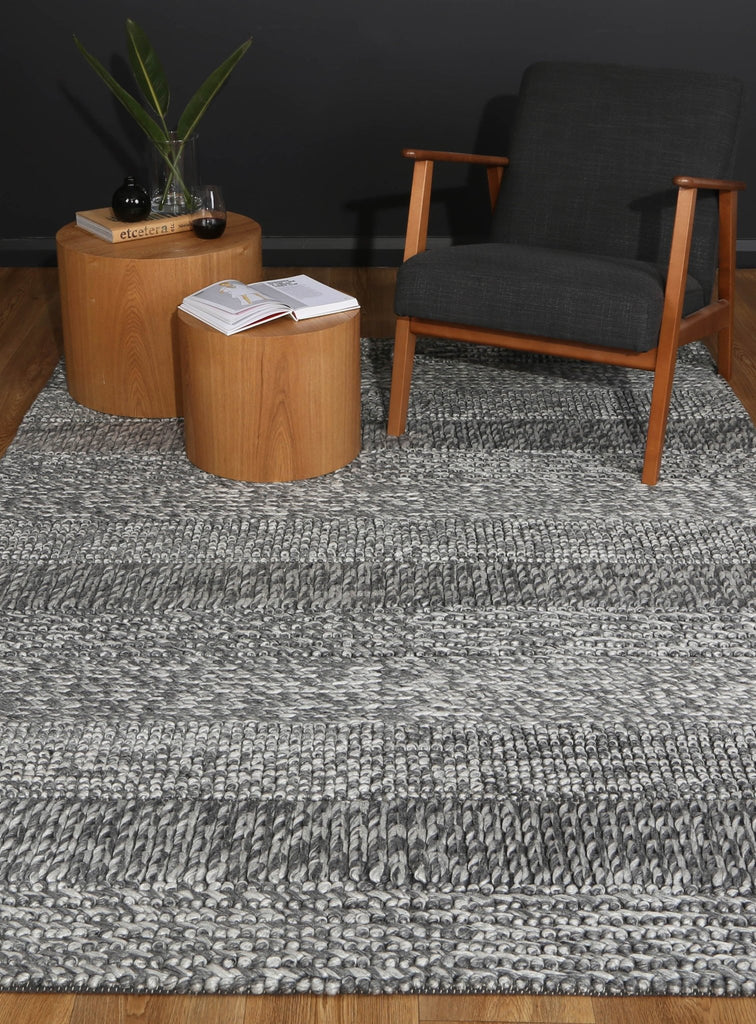 Zion Grace Charcoal Wool Blend RugHARL160GRACCHARRugtastic