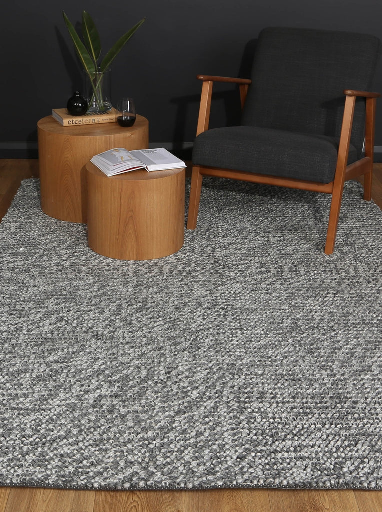 Zion Loopy Charcoal Wool Blend RugHARL160LOOPCHARRugtastic